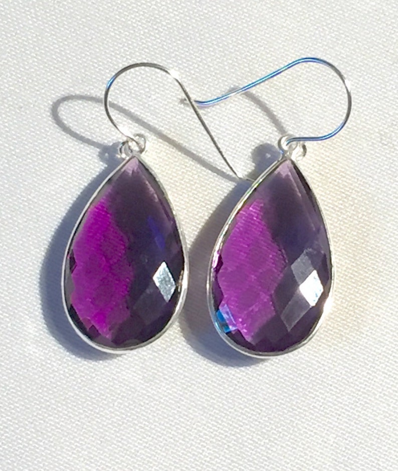 Purple Pear Earrings Richly Dangling image 3