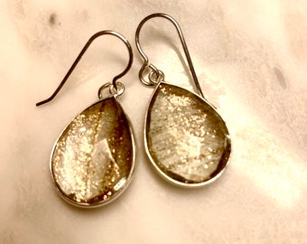 Gold Flecked Rock Crystal Earrings