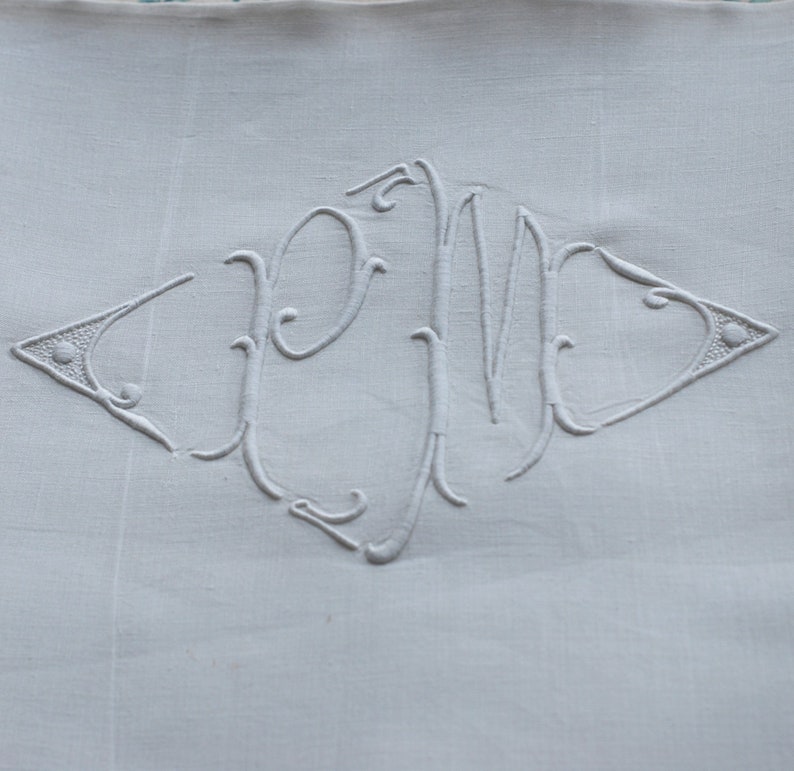 Vintage French Pure Linen Sheet Monogram PM