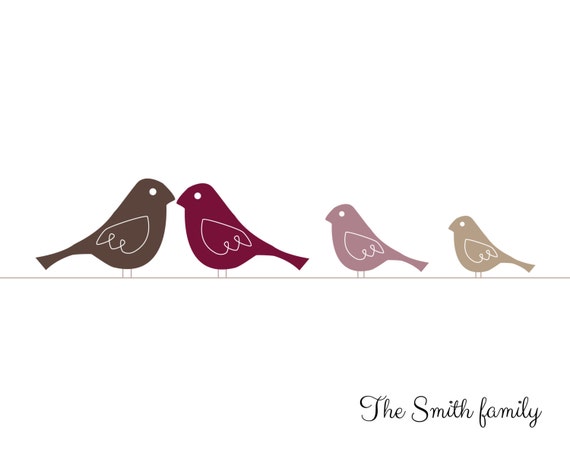 Impresion Del Arte De La Pared De La Familia De Aves Etsy