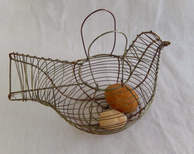 Wire Chicken Egg Basket With Rock Eggs Etsy