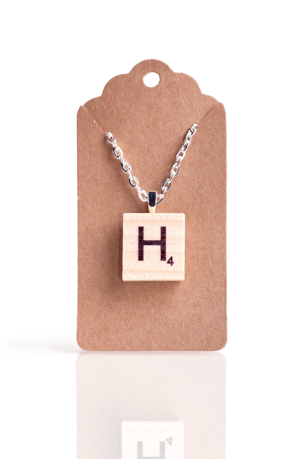 Initial Block Horizontal Tile Link Chain Necklace Engraved 