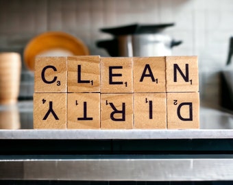Dishwasher Magnet, Clean Dirty Magnet, Kitchen Decor, Clean Dishes, Dirty Dishes, Dishwasher Decor, Clean and Dirty Scrabble Tile Magnet
