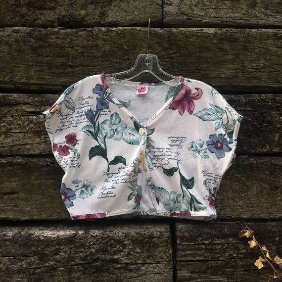 Floral Crop Short Sleeve Cardigan