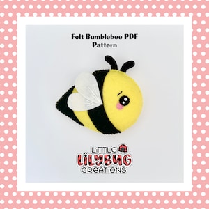 Felt Bumblebee PDF Pattern, Felt Bee Plush Pattern, Bumblebee Plush Pattern, Bumblebee Decoration Pattern, Felt Kawaii PDF Pattern