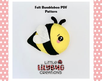 Modello di cucito per peluche a forma di calabrone in feltro (modello PDF)