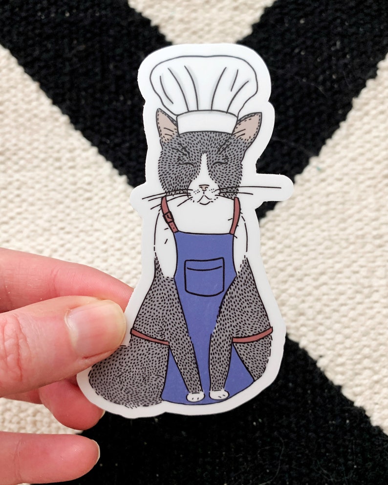Chef Cat Vinyl Stickers Restaurant Worker Fundraiser Etsy