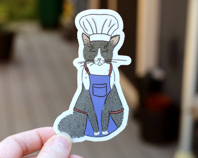 Chef Cat Vinyl Stickers Restaurant Worker Fundraiser Etsy