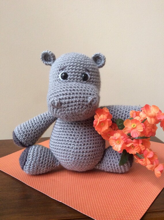 Stuffed Animals & Plushies Toys Crochet Hippo girl Baby girl hippo gift