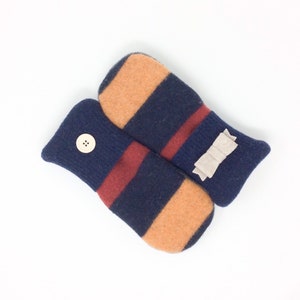 Felted Wool Sweater Mittens, Blue and Gray, Fleece Lined Mittens, Gift for Her, Gift Under 30, Eco Gift, Teacher Gift