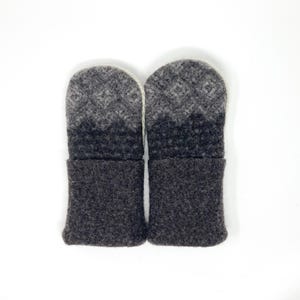 Felted Wool Sweater Mittens, Blue and Gray, Fleece Lined Mittens, Gift for Her, Gift Under 30, Eco Gift, Teacher Gift