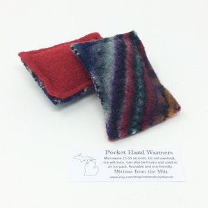 Wool Pocket Hand Warmers,  READY TO SHIP, Rice Hand Warmers, Eco Friendly, Reusable, Red Rice Pocket Hand Warmers