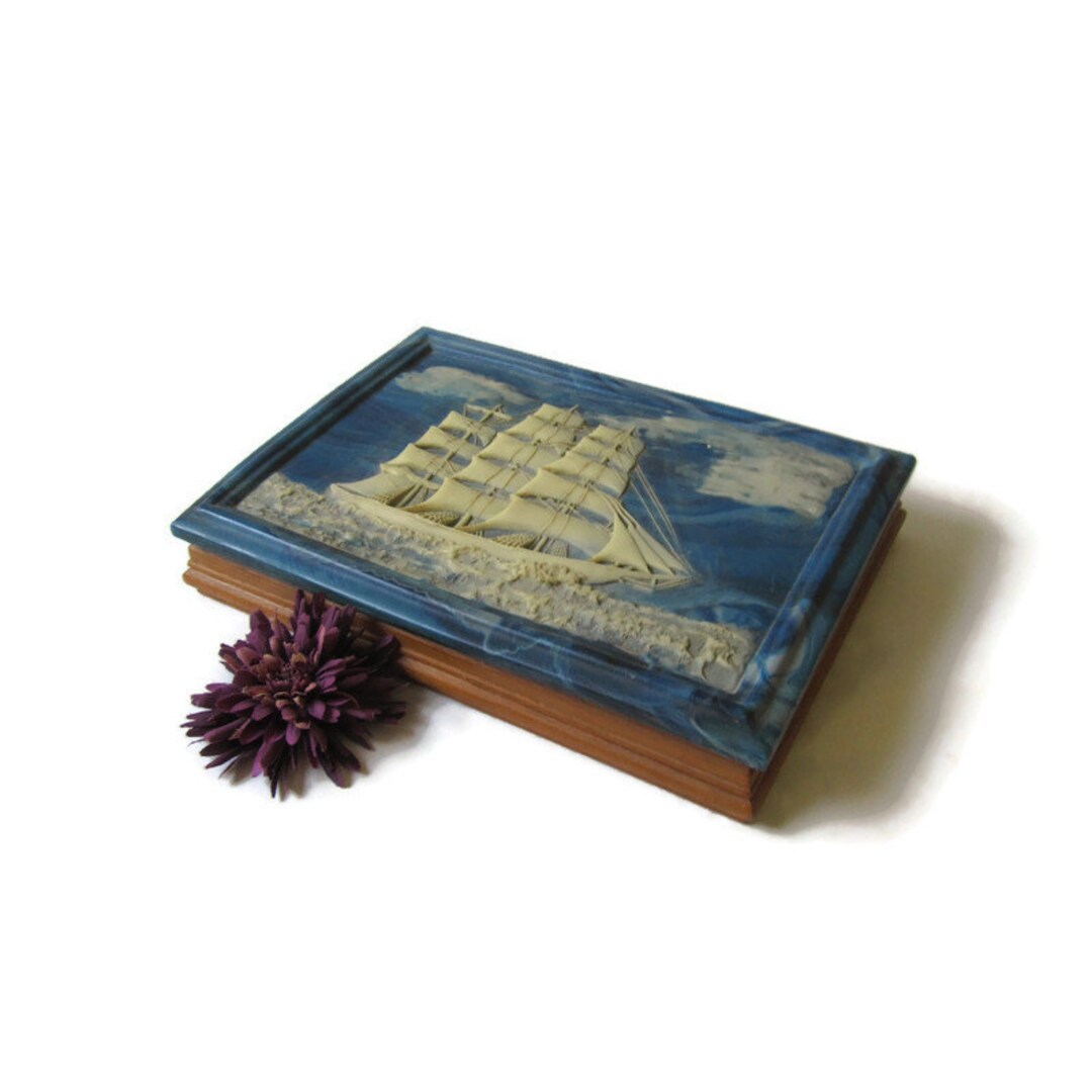 Incolay Jewelry Box Dante Blue Jewelry Box Clipper Ship Etsy