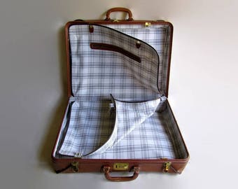 Vintage Top Grain Cowhide Leather Suitcase; Antique Suitcase, Cowhide Suitcase, Leather Suitcase, Vintage Suitcase