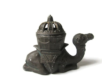 Vantines Incense Burner (#1204); Vantines Sitting Camel Incense Burner, Antique Incense Burner, Antique Metal Art, 1920&#39;s