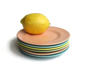 Sunset Pottery Bread & Butter Plates; Vernon Kilns Plates, Vernon Kilns Casual California Plates, Early California Dinnerware Plates
