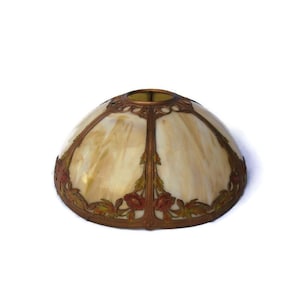 Antique Slag/Stained Glass Art Nouveau Lampshade; Arts & Crafts Lampshade, Bradley And Hubbard, Chicago Mosaic, Handel, Miller, Mo Bridges