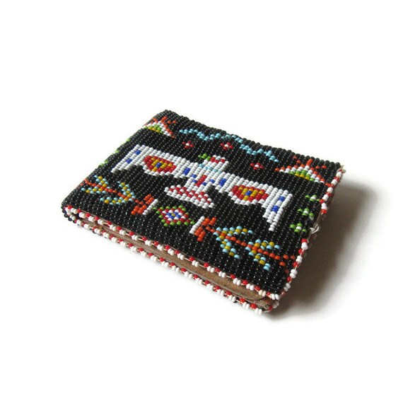 Beaded Wallet; Beaded Bi Fold Wallet, Beaded Leat… - image 7