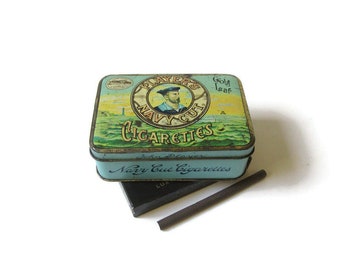 Player's Cigarettes Tin; Cigarette Tin, Tobacco Tin, Antique Cigarette Tin, Antique Tobacco Tin, Antique Tobacciana