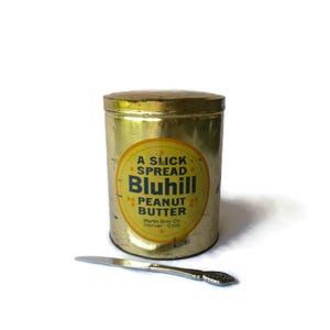 Bluhill Peanut Butter 12 Lb. Tin; Antique Food Tin, Antique Peanut Butter Tin, Vintage Food Tin, Vintage Bulk Food Tin, Bulk Food Tin