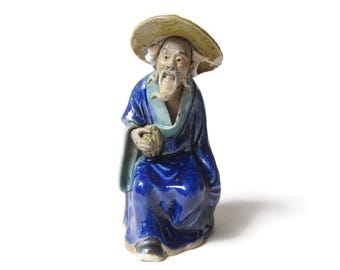 Chinese Mudman, 1912-1949; Chinese Clay Mudman, Republic Era Mudman, Shiwan Mudman, Shekwan Mudman, Bonsai Figurine, Penjing Figurine