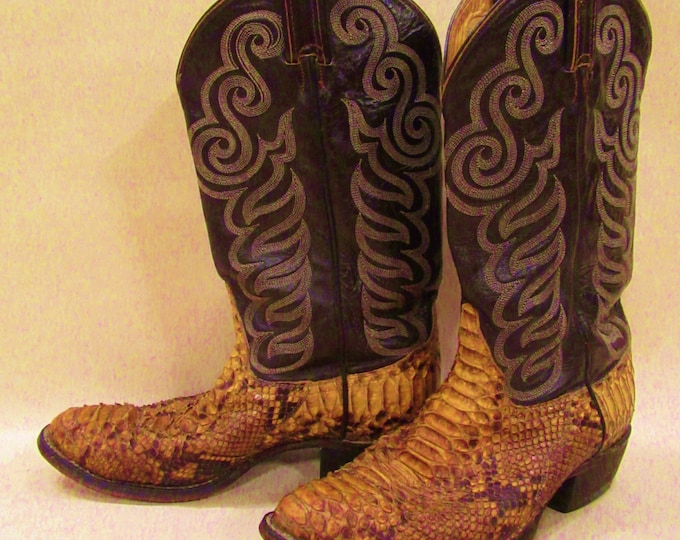 Tony Lama Boa Constrictor Cowboy Boots US Mens Size 9 D Boa Constrictor