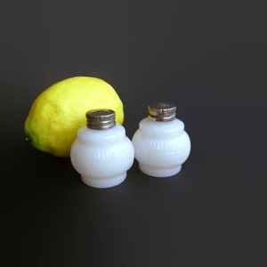 Antique Opalescent Milk Glass Shakers; Opalescent Shakers, Milk Glass Shakers, Opalescent Spice Shakers, Milk Glass Spice Shakers