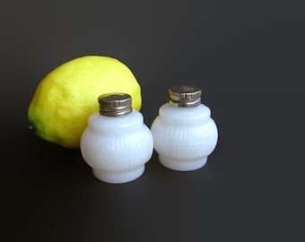 Antique Opalescent Milk Glass Shakers; Opalescent Shakers, Milk Glass Shakers, Opalescent Spice Shakers, Milk Glass Spice Shakers