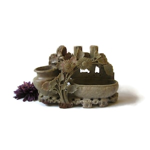 Chinese Soapstone Brush Dip/Wash Pot; Asian Vase, Chinese Vase, Asian Decor, Chinese Decor, Calligraphy, Calligraphy Supply