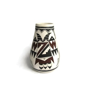 Acoma Pueblo Pottery Vase, R. Galvan; R. Galvan Pottery Vase, Acoma Pottery Vase, Mexican Pottery, Southwest Pottery