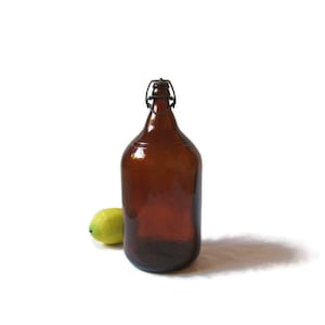 Antique Half Gallon Brown Bottle With Bail Closure; Antique Bottle, Antique Jug, Antique Apothecary Bottle, Antique Pharmacy Bottle
