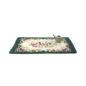 Handmade Latch Hook Rug; Latch Hook Rug, Hand Latched Rug, Hand Made Rug, Cottagecore Rug, Floral Rug, Shabby Chic Rug, Large Throw Rug