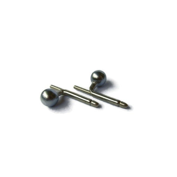 Shirt Studs; Buttonhole Studs, Vintage Shirt Studs, Vintage Buttonhole Studs, Faux Pearl Shirt Studs, Pearl Shirt Studs, Silver Shirt Studs