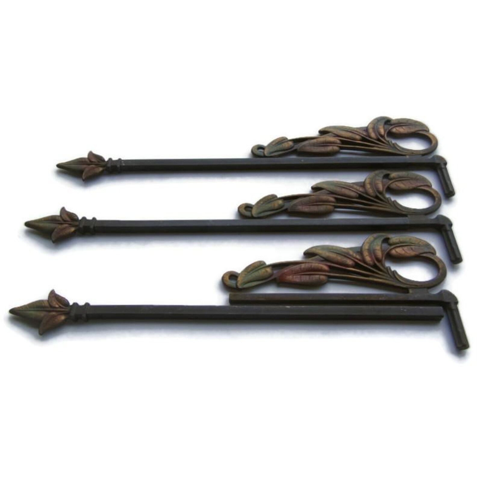 Antique Cast Metal Swing Arm Curtain Rods, Antique Art Nouveau Swing