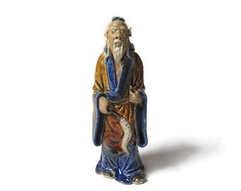 Chinese Mudman, 1912-1949; Chinese Clay Mudman, Republic Era Mudman, Shiwan Mudman, Shekwan Mudman, Bonsai Figurine, Penjing Figurine