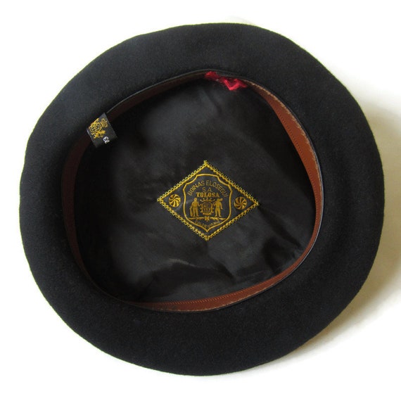 Tolosa 100% Black Wool Basque Beret, Size 57 cm; … - image 3