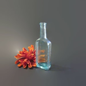 Chas H. Fletcher&#39;s CASTORIA Bottle; Antique Laxative Bottle, Antique Medical Bottle, Antiq ue Remedy Bottle, Antique Aqua Blue Bottle
