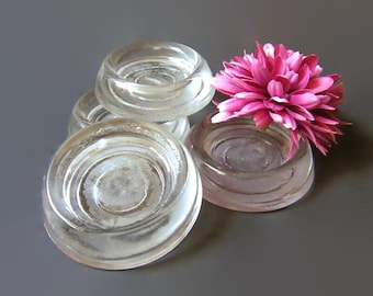 Anchor Hocking Glass Furniture Caster Cups; Hazel Atlas Glass Furniture Coasters, Furniture Hardware, Hardwood Protectors, Floor Protectors