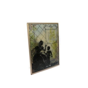 Reverse Painted Bubble Glass Picture &quot;Wonderful Mother&quot;; Bubble Glass Art, Convex Glass Picture, Silhouette Picture, Silhouette Art