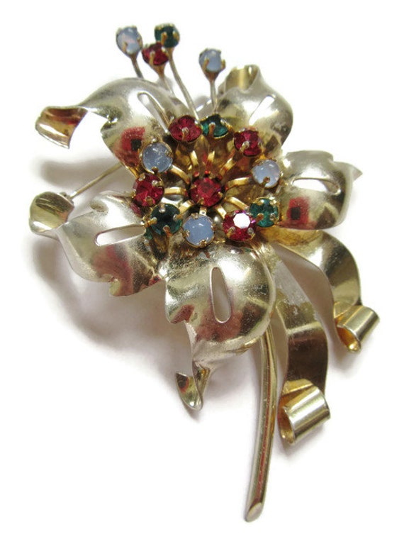 Leo Glass Co. Gold Vermeil Sterling Silver Brooch;