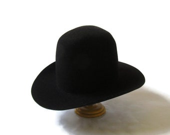 Children's Black Cowboy Hat, Size 6 7/8; Fur Cowboy Hat, Wool Cowboy Hat, Cowboy Costume Hat, Cowboy Dress Up Hat