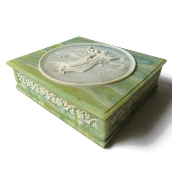 Incolay Jewelry Box; Angel Jewelry Box, Cherub Je… - image 2