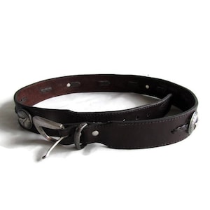 Western Belt With Braiding & Conchos US Size 32; Cowboy Belt, Cowgirl Belt, Concho Belt, Western Belt, Made In France