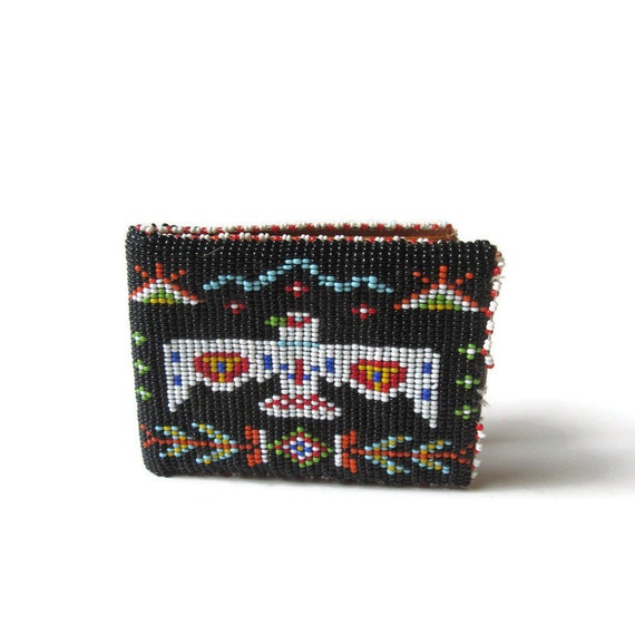 Beaded Wallet; Beaded Bi Fold Wallet, Beaded Leat… - image 2