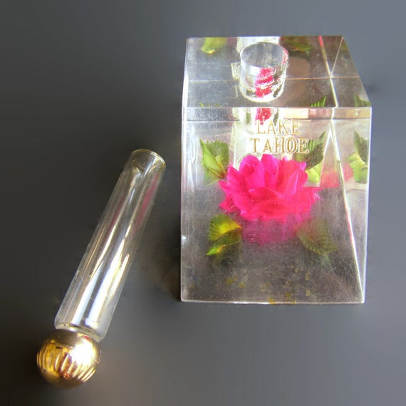 Lake Tahoe Souvenir Perfume Bottle With Stand; Vintag… Gem