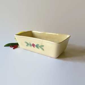 Coors Pottery Rosebud Dinnerware Ivory Loaf Pan; Coors Art Pottery, Coors Dinnerware, Coors Rosebud Dinnerware, Colorado Pottery
