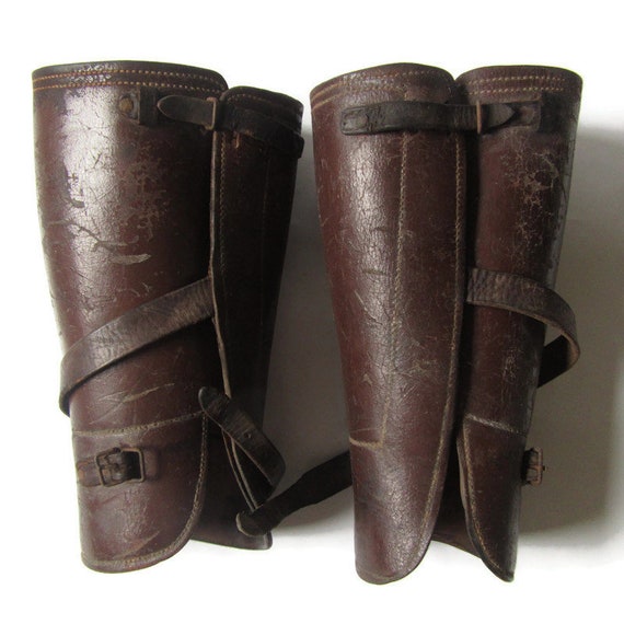Antique Leather Gaiters; Equestrian Gaiters, Mili… - image 2