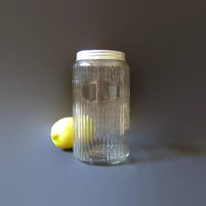 Antique Clear Ribbed Glass Hoosier Canister; Antique Canister, Glass Canister, Hoosier Canister, Food Storage Jar, Kitchen Storage Jar