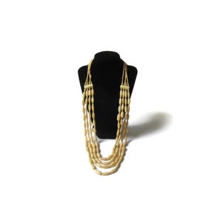 Vintage Multi Strand Bone Necklace; Bone Necklace, Bone Bead Necklace, Ethnic Necklace, Tribal Necklace