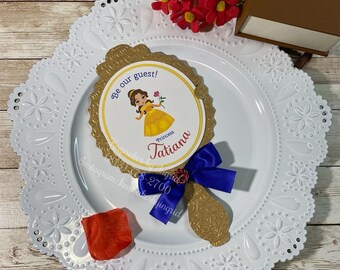 MIRROR STORYBOOK INVITATION- Beauty Princess Invitation- Hand Mirror Invitation- Invitacion de Espejo- Invitacion de Princesa- Set of 12